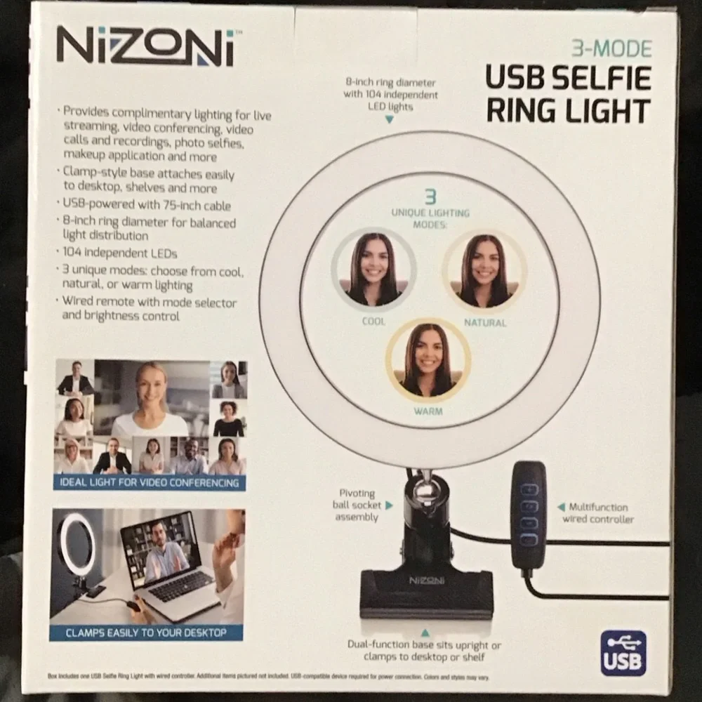 USB Selfie Ring Light - Black